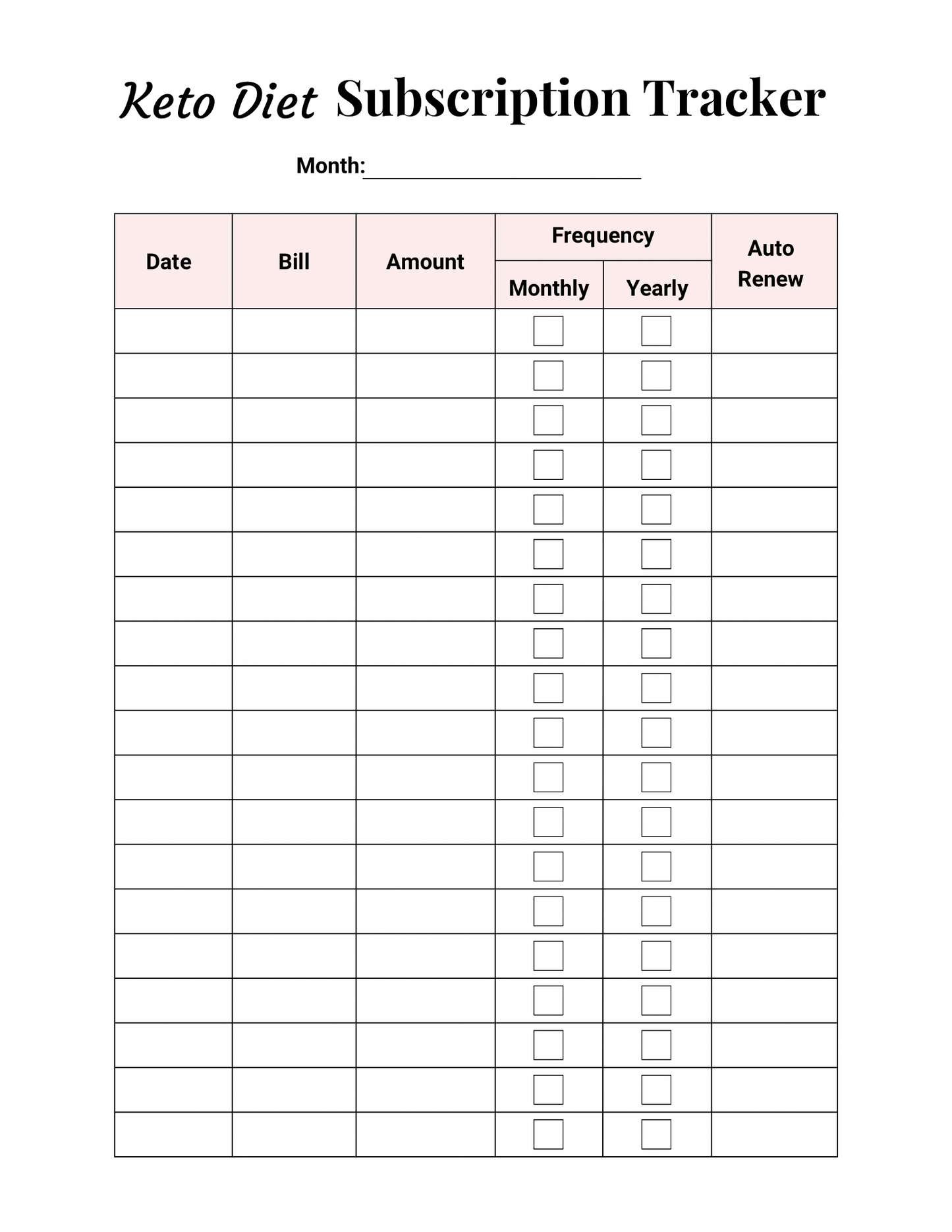 Keto Diet Planner