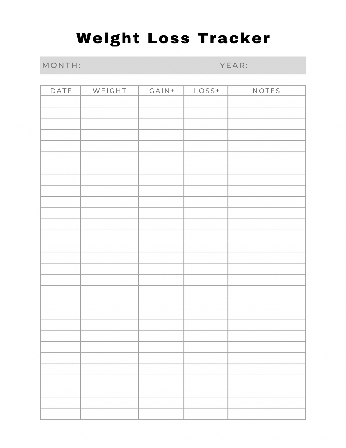 Weight Loss Planner