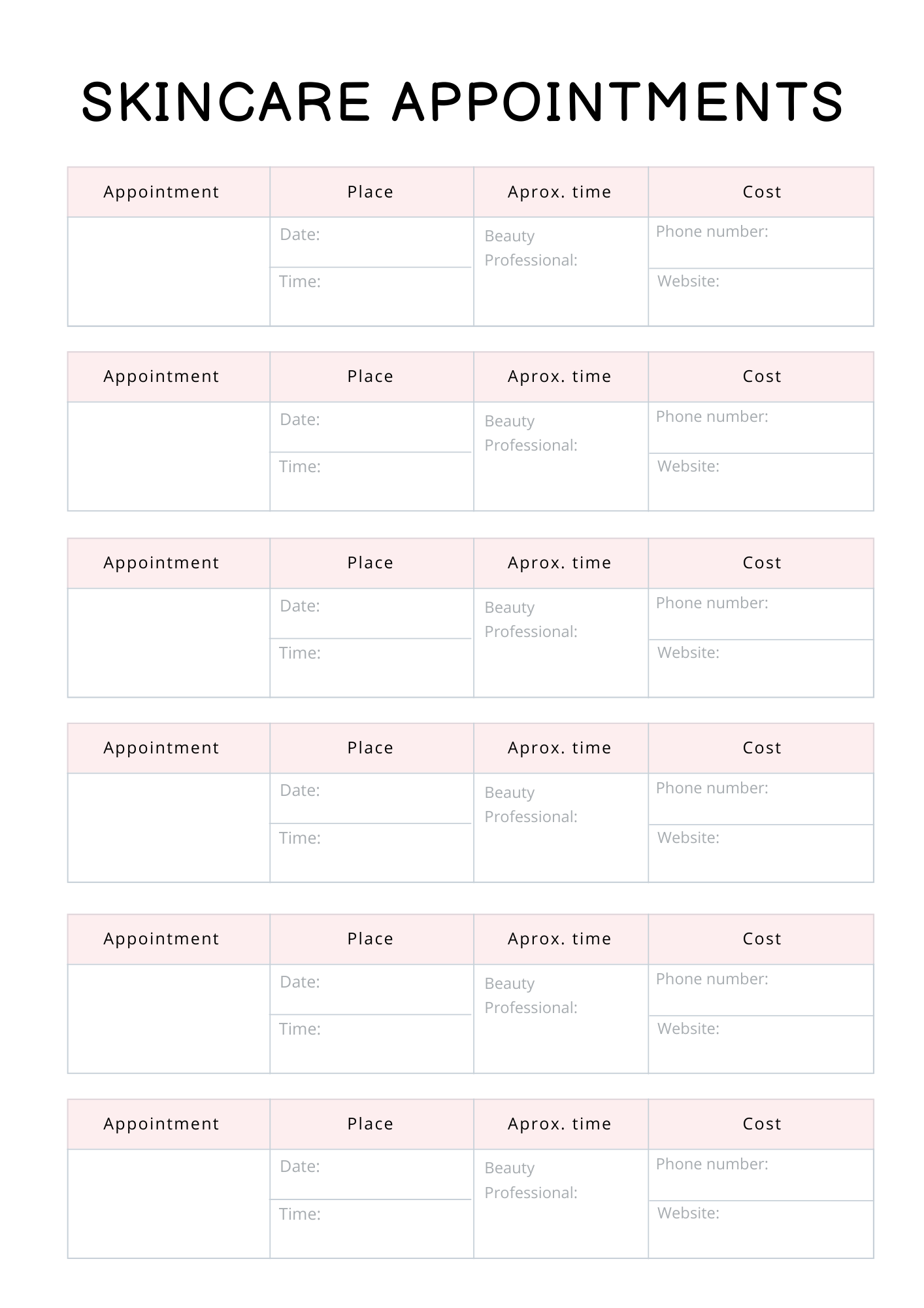 Self Care Planner