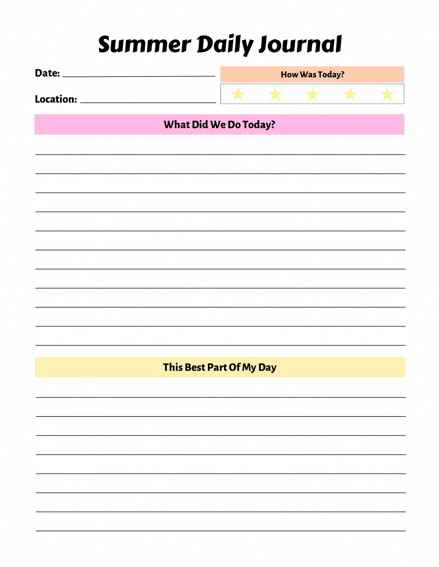 Summer Planner For Kids