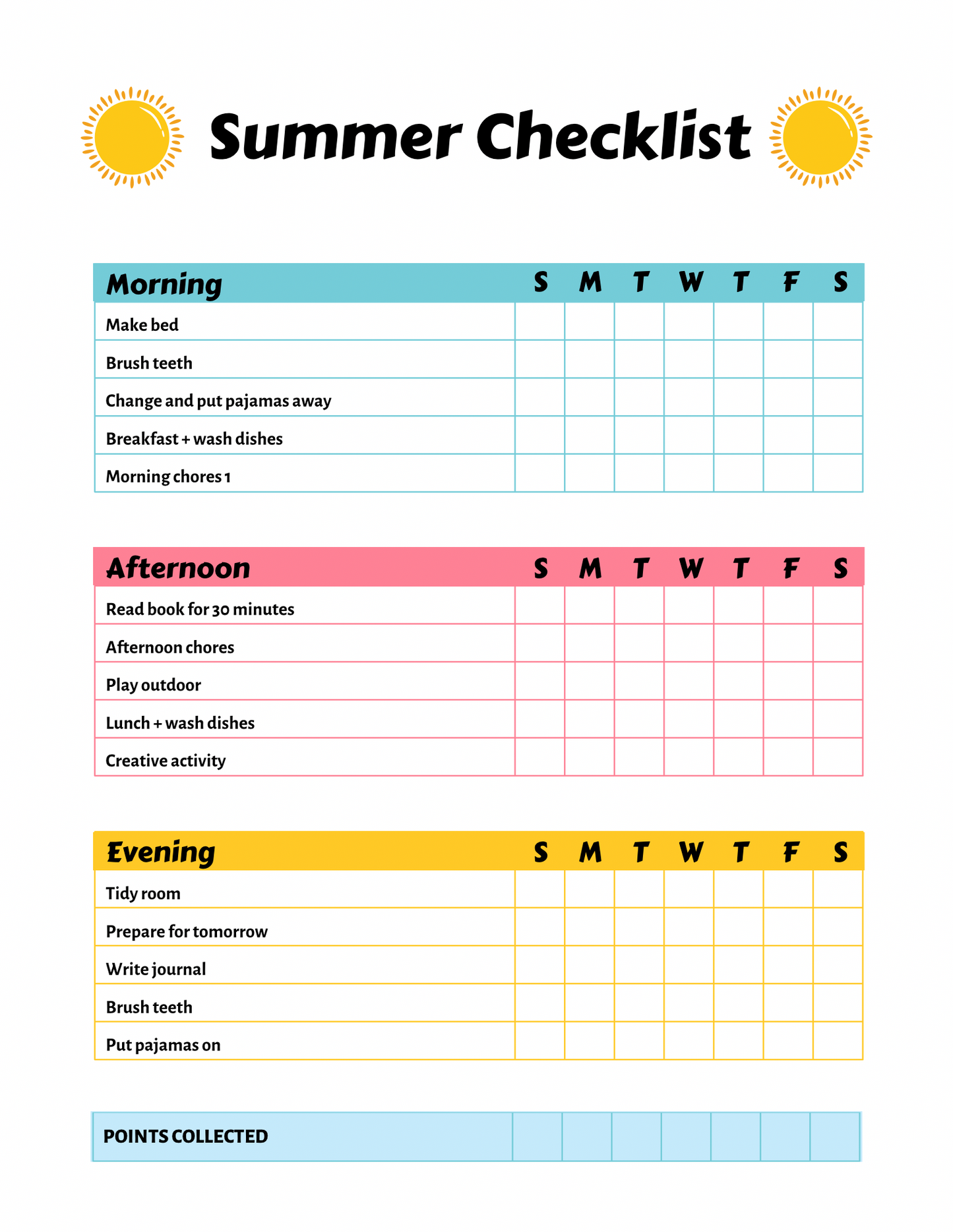 Summer Planner For Kids