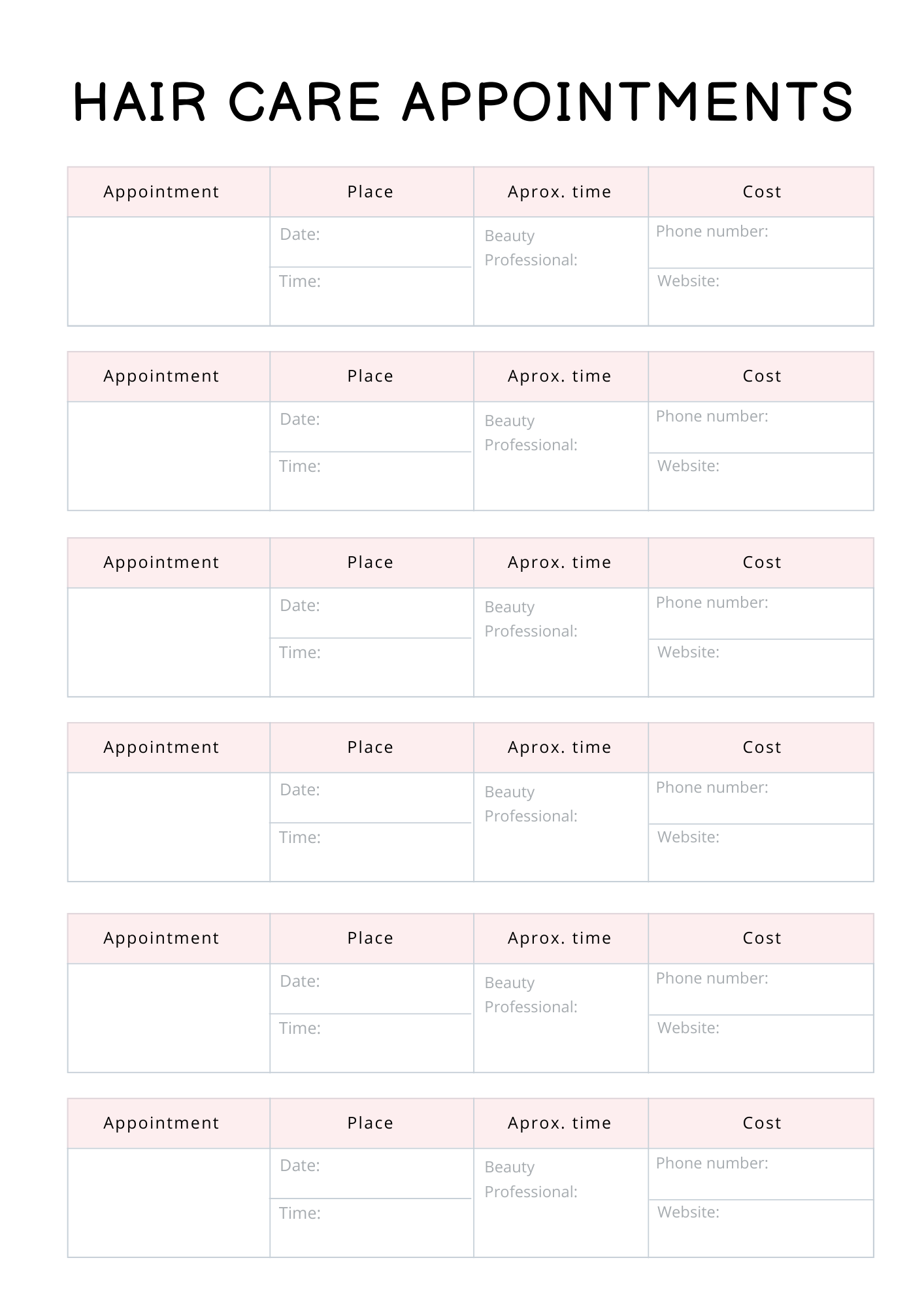 Self Care Planner